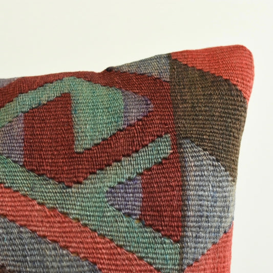 Extra Long Lumbar Red Floral Kilim Pillow Cover by Zencef Contemporary for  sale at Pamono