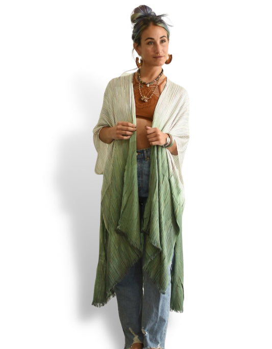 green boho kimono