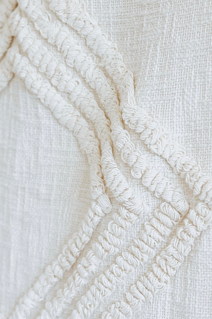 Ivory Boho Throw Blanket, January