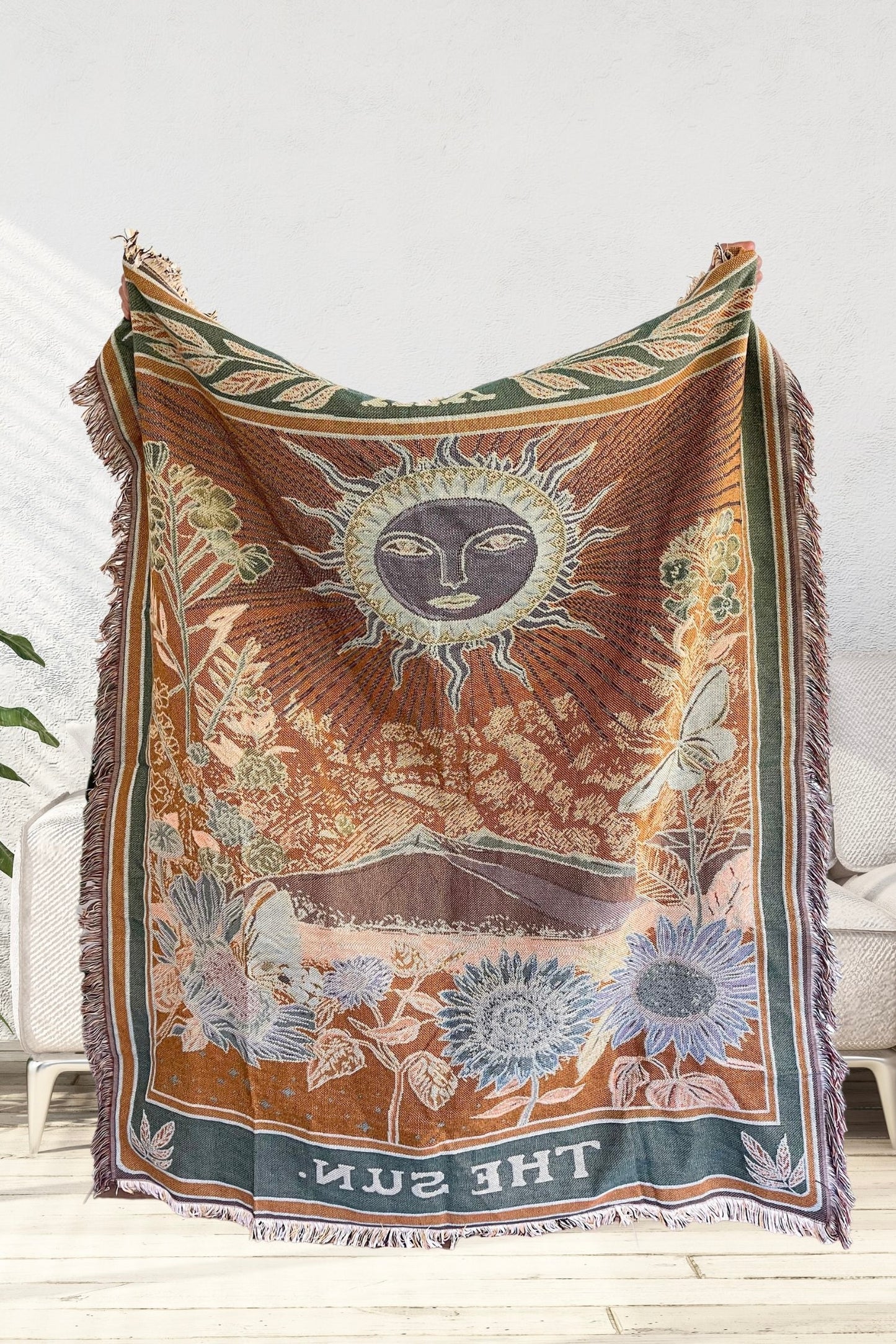 Tarot Sun , Fringe Woven Throw Blanket