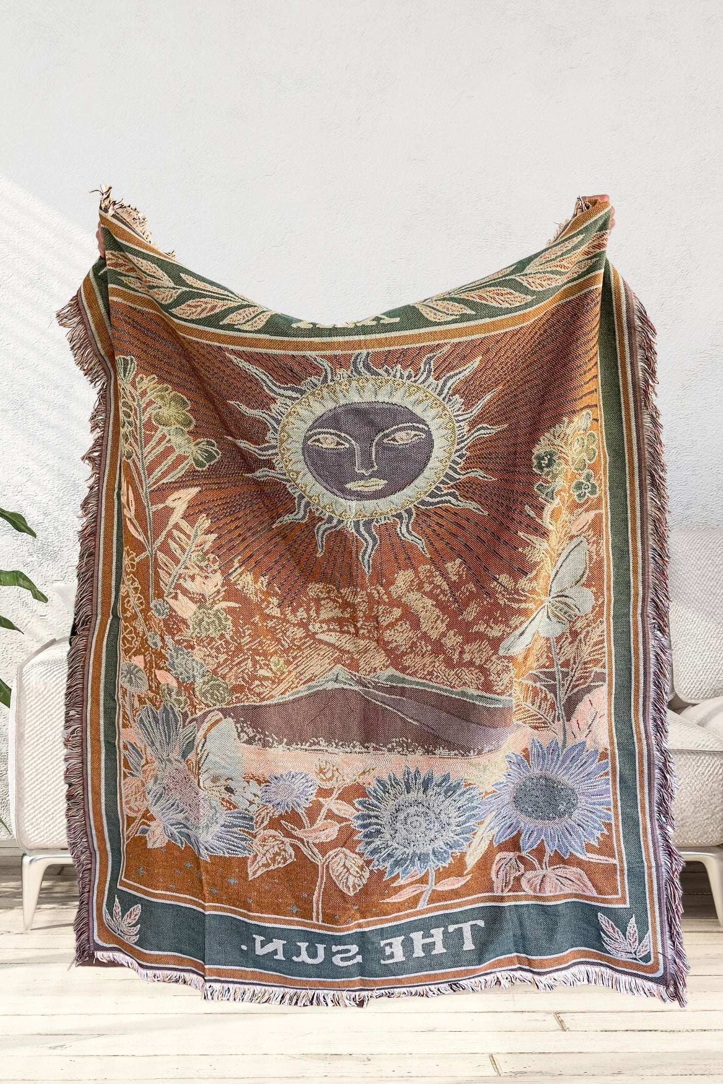 Tarot Sun , Fringe Woven Throw Blanket – Boho Babe Living